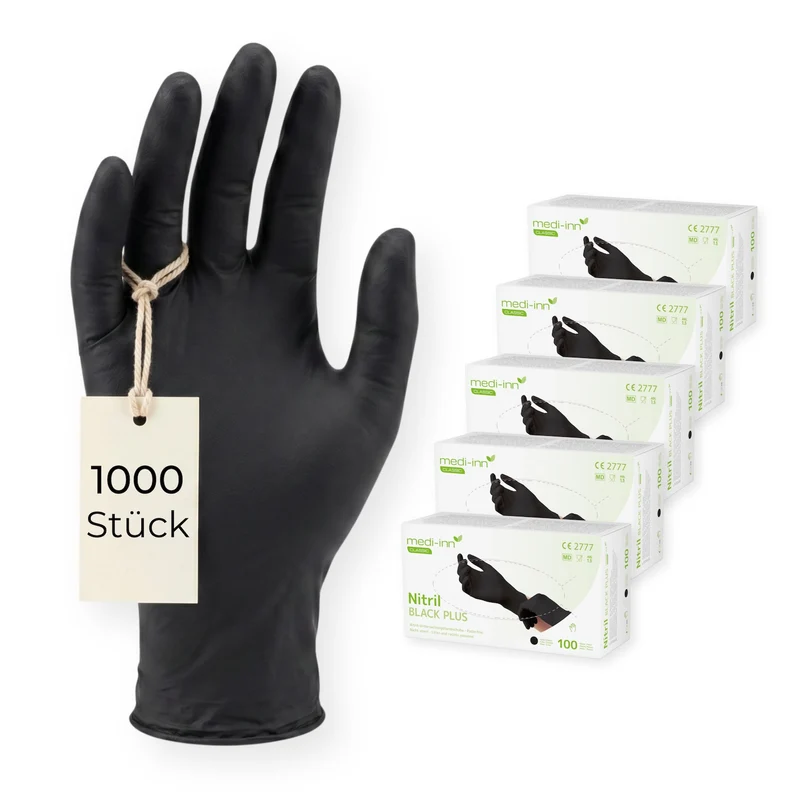 Medi-Inn Nitril Black Plus Einmalhandschuhe, schwarz, puderfrei