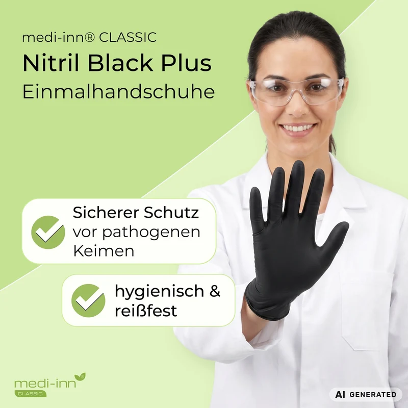 Medi-Inn Nitril Black Plus Einmalhandschuhe, schwarz, puderfrei