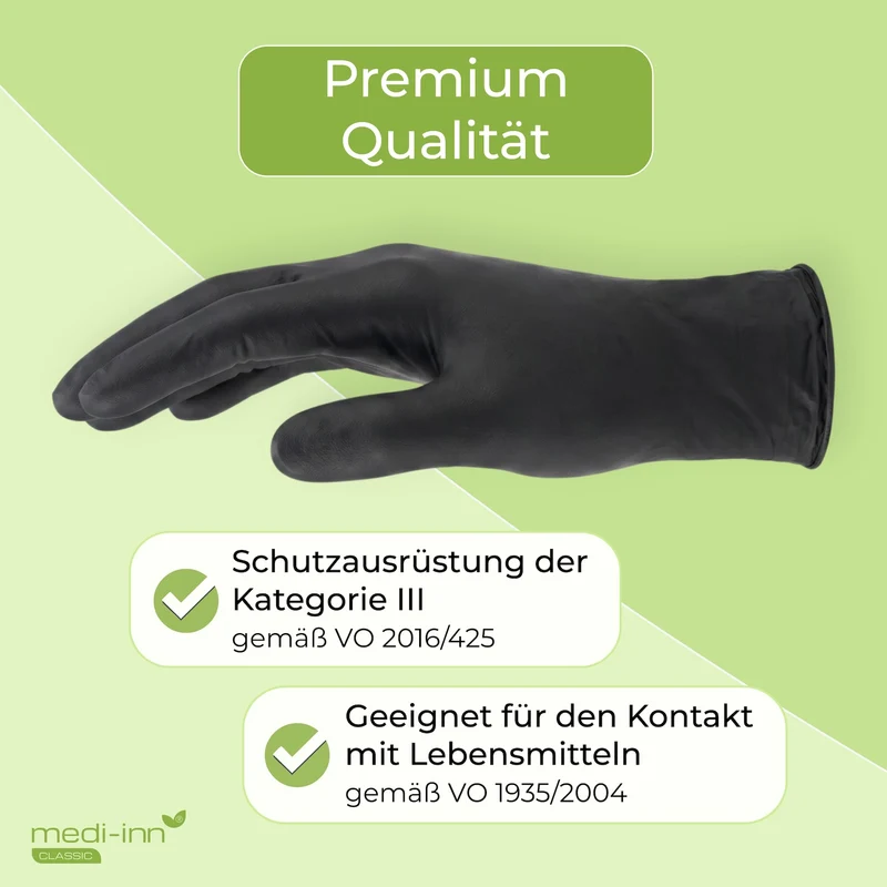 Medi-Inn Nitril Black Plus Einmalhandschuhe, schwarz, puderfrei