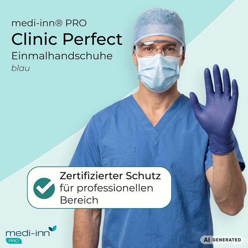 Medi-Inn PRO Clinic Perfect Blue Nitril-Einmalhandschuhe, blau, puderfrei