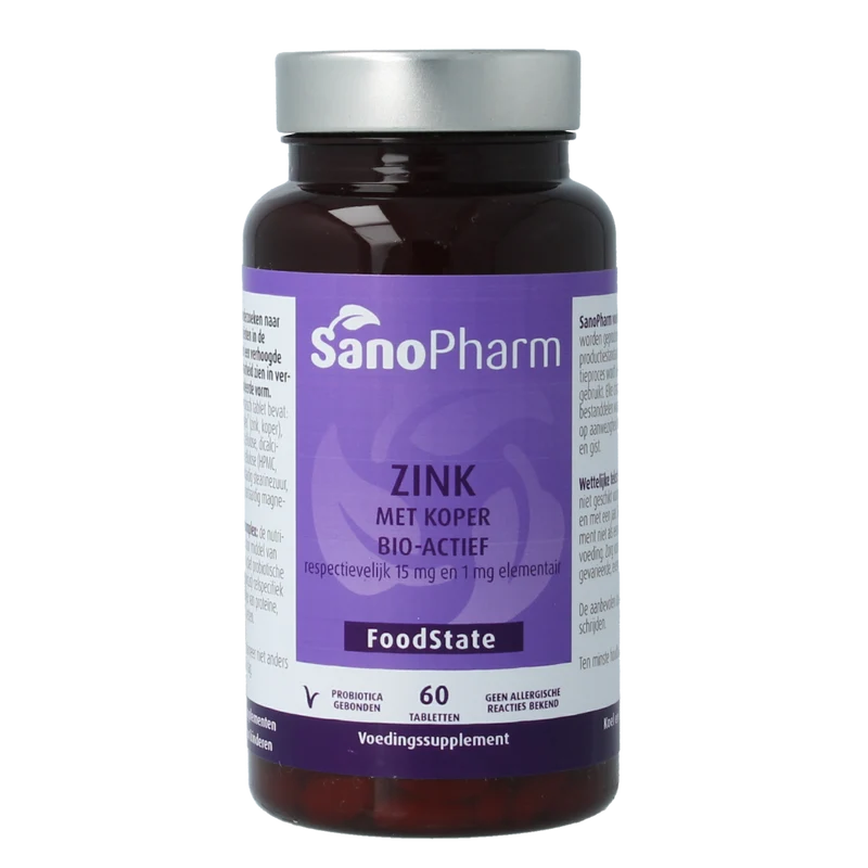 SanoPharm Zink 15mg & koper 1mg 60.00 Tabletten