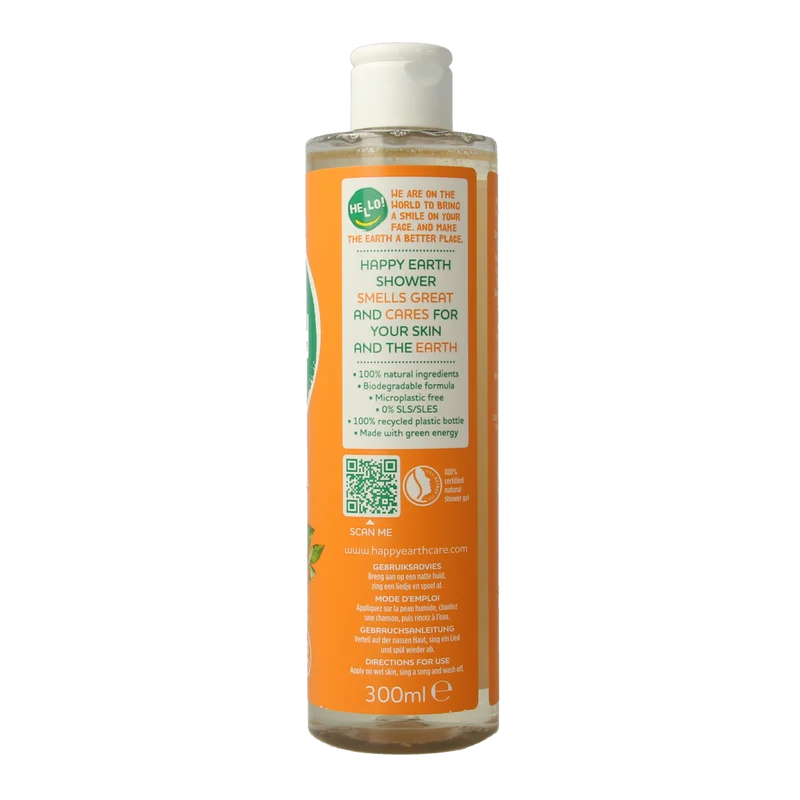 Happy Earth Pure showergel rose petitgrain 300.00 Milliliter