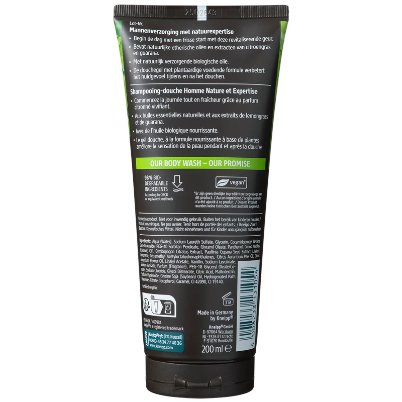 Kneipp 2-in-1 Men Douchegel & Shampoo Ready To Go 200.00 Milliliter