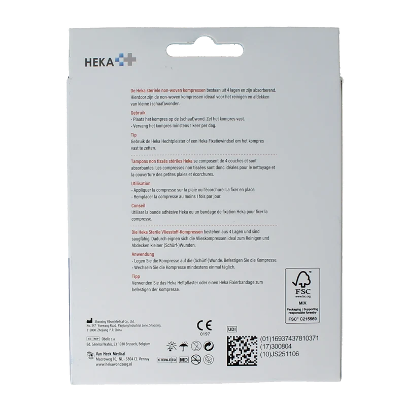 Heka Klein Non-woven kompres 10 x 10cm 10.00 Stuks