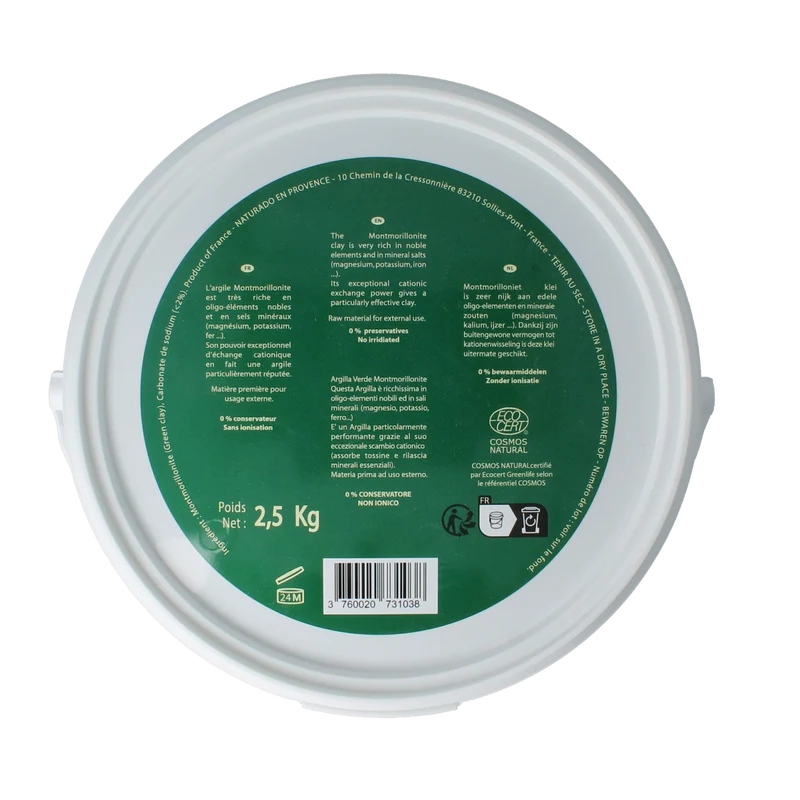 Naturado Groene klei montmorillon emmer 2500.00 Gram