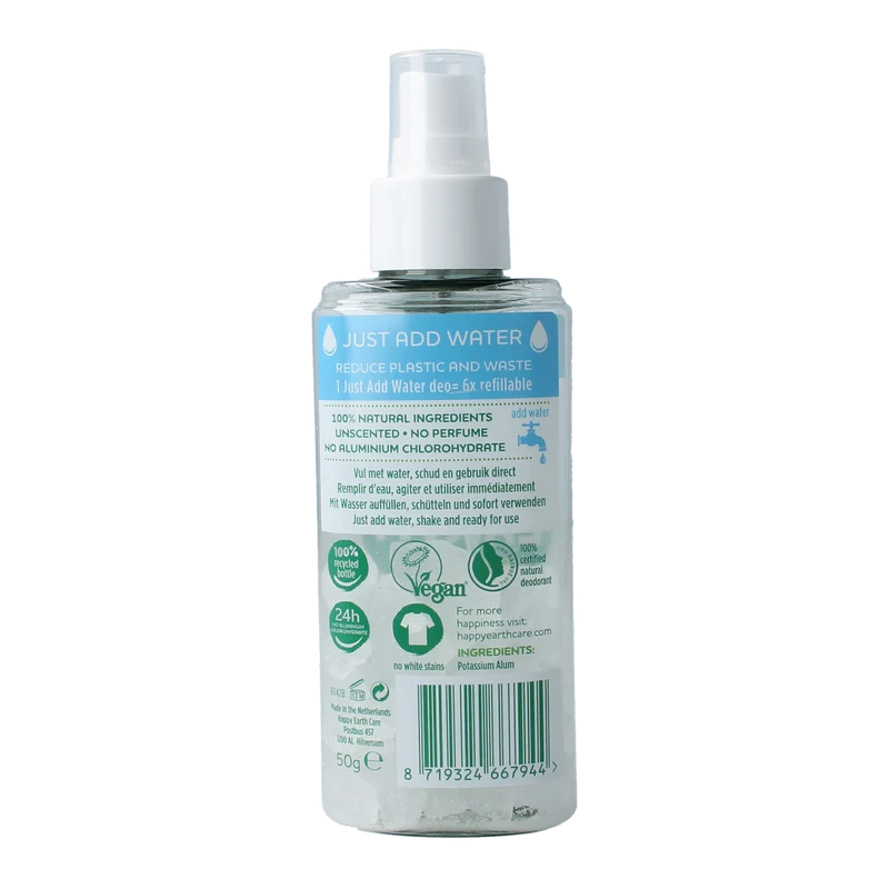 Happy Earth Natuurlijke just add water unscented spray 50.00 Gram