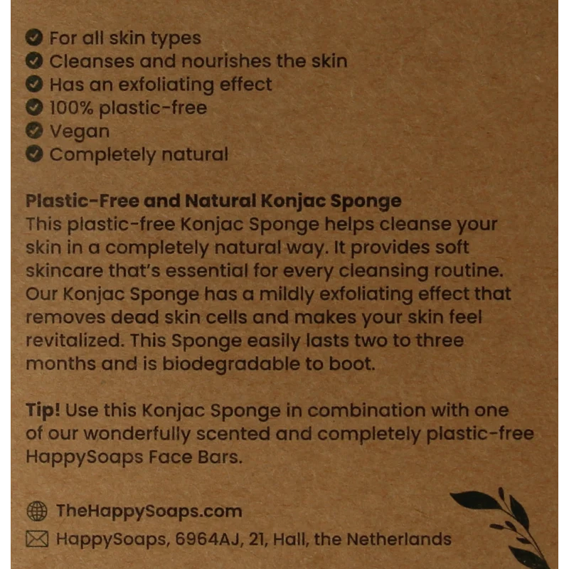 Happysoaps Konjac spons alle huidtypen 1 Stuks