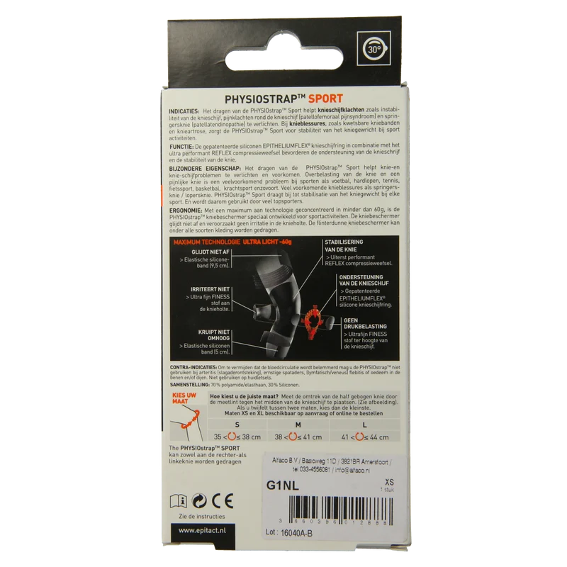 Epitact Knie physiostrap sport maat XS 1.00 Stuks