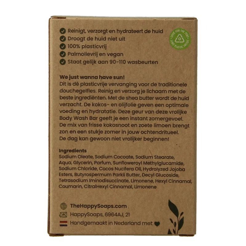 Happysoaps Body bar kokosnoot & limoen 100 Gram