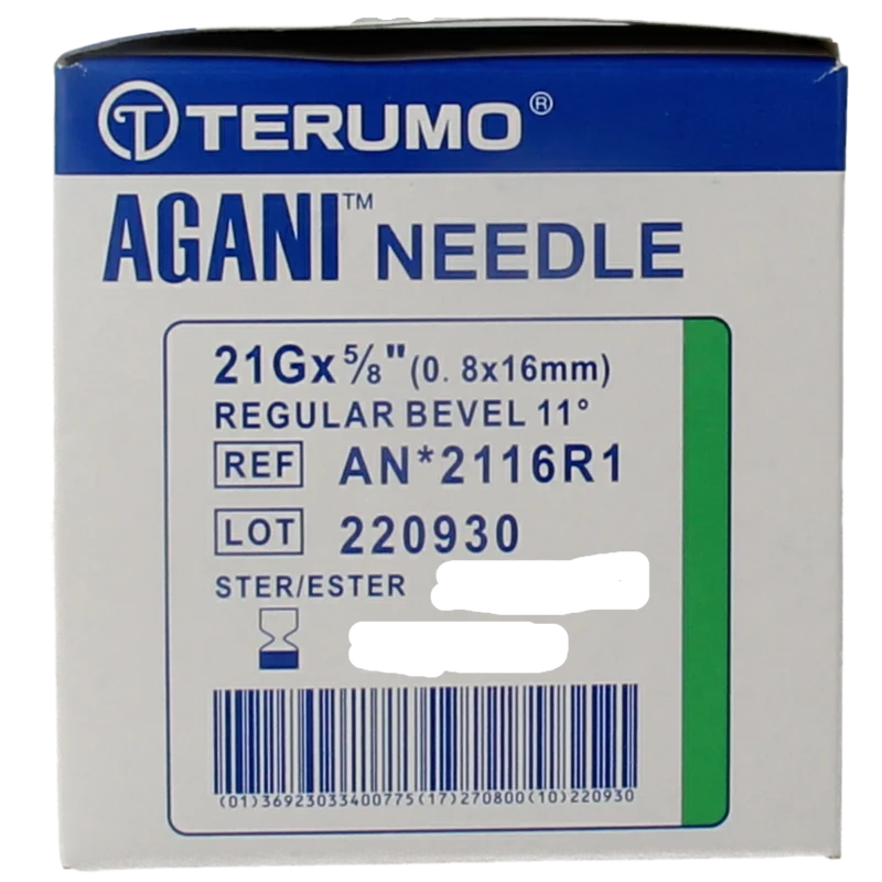 Terumo Injectienaald 21G groen 0.8 x 16 100.00 Stuks