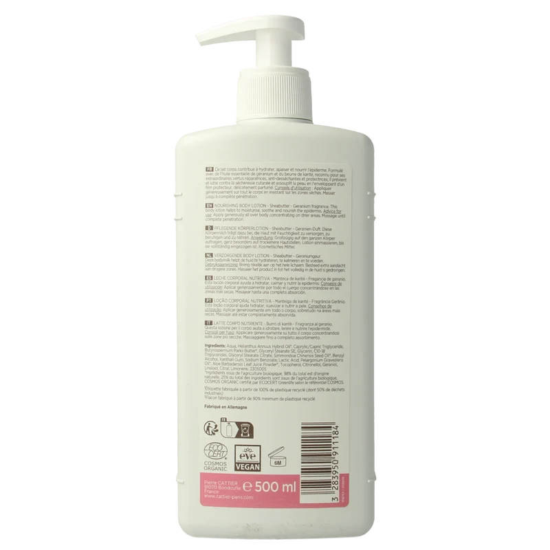 Cattier Body milk shea butter/geranium 500 Milliliter