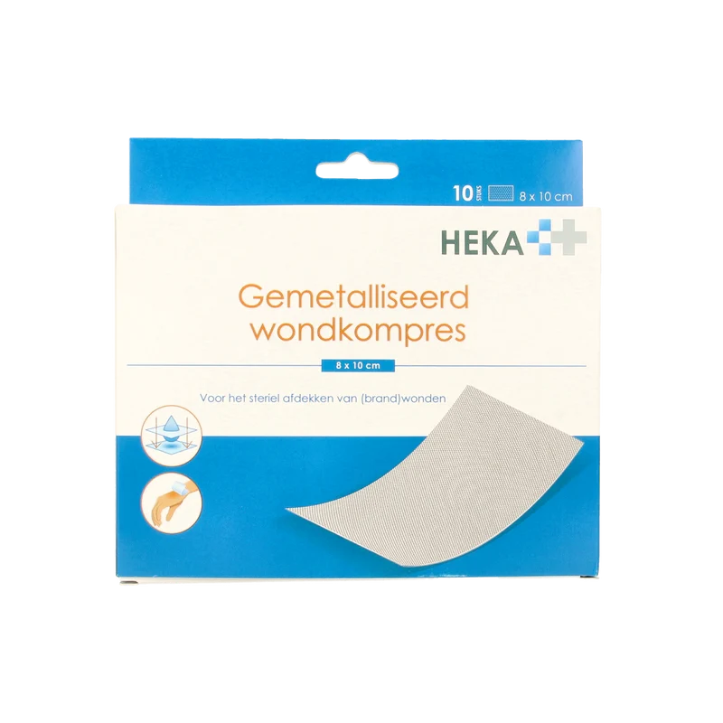 Heka Klein Wondkompres gemetalliseerd 8 x 10cm steriel 10.00 Stuks