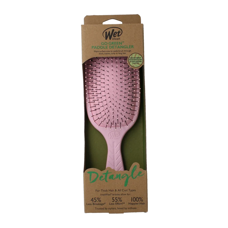 Wet Brush Go green paddle detangler pink 1.00 Stuks