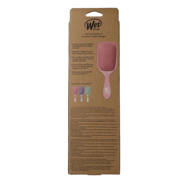 Wet Brush Go green paddle detangler pink 1.00 Stuks