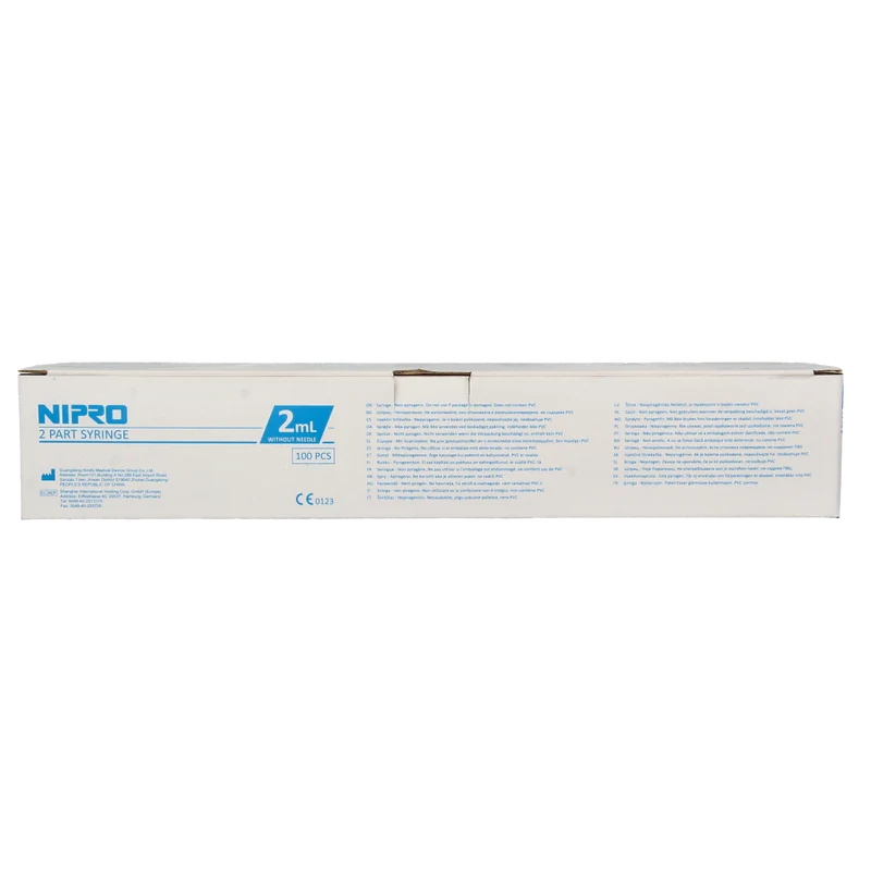 Nipro Injectiespuit 2-delig centrisch 2ml 100.00 Stuks