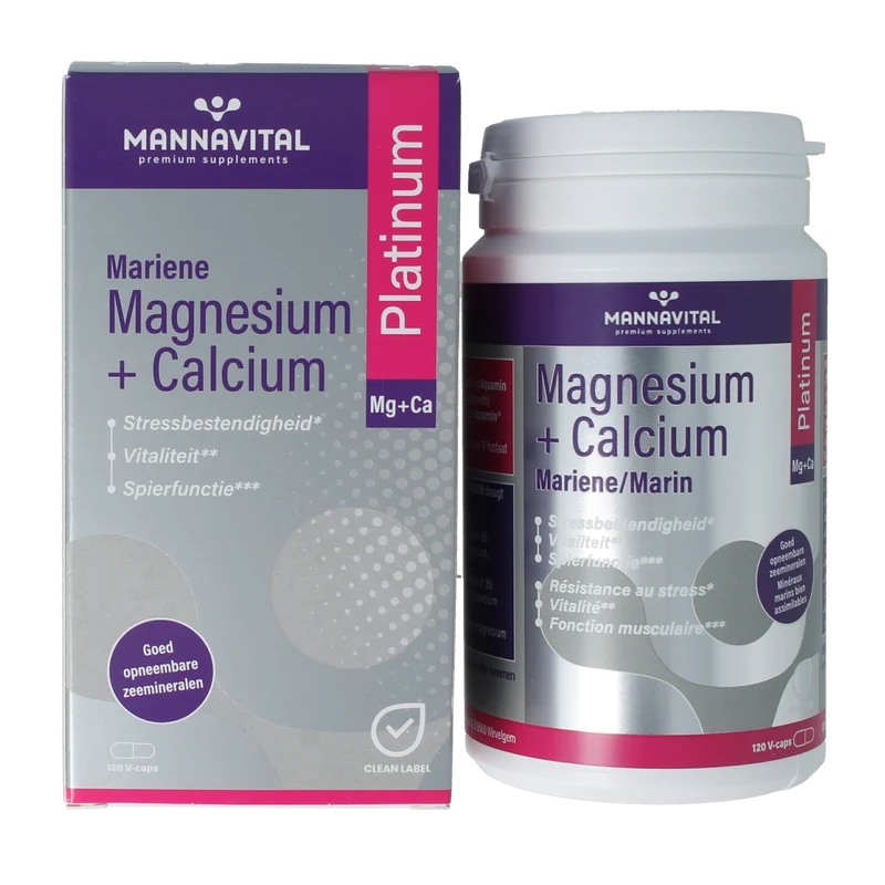 Mannavital Mariene magnesium + calcium platinum 120 Vegetarische capsules