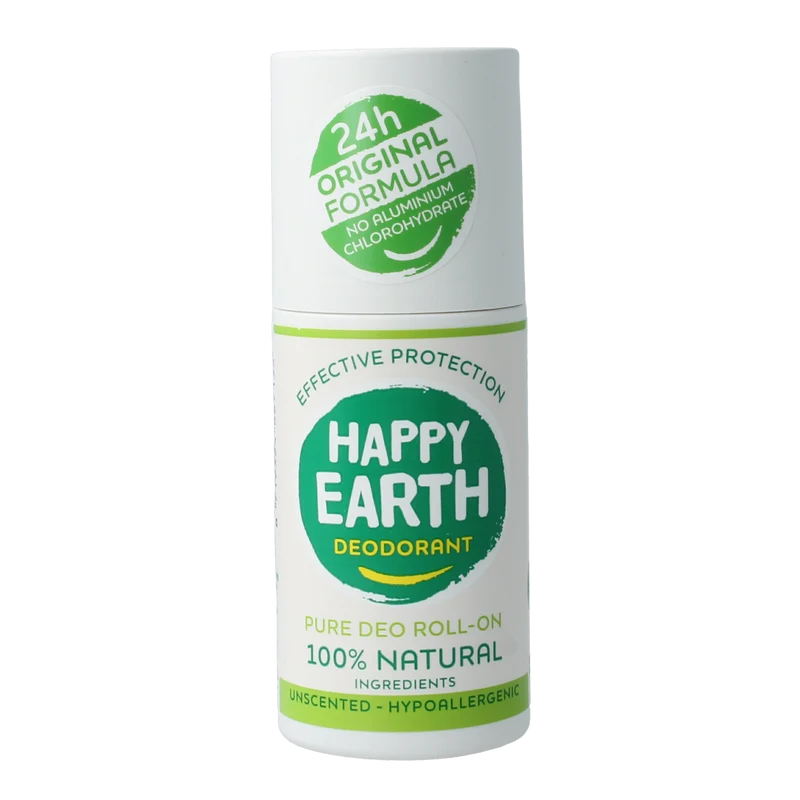Happy Earth Pure deodorant roll-on unscented 75.00 Milliliter
