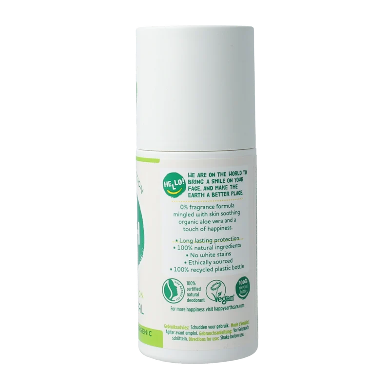 Happy Earth Pure deodorant roll-on unscented 75.00 Milliliter