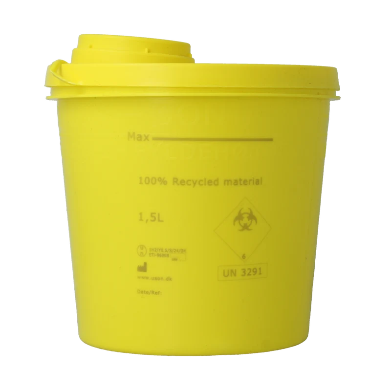 Uson Plast Naaldencontainer 1.5 liter geel gerecycled plastic 1500.00 Milliliter