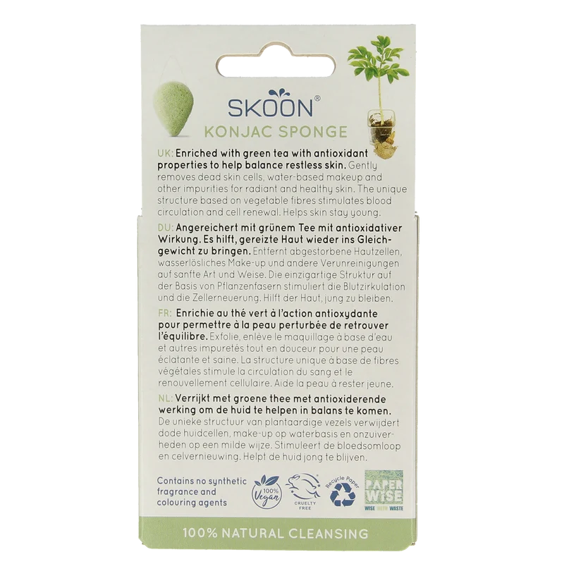 Skoon Konjac spons green tea bio 1.00 Stuks