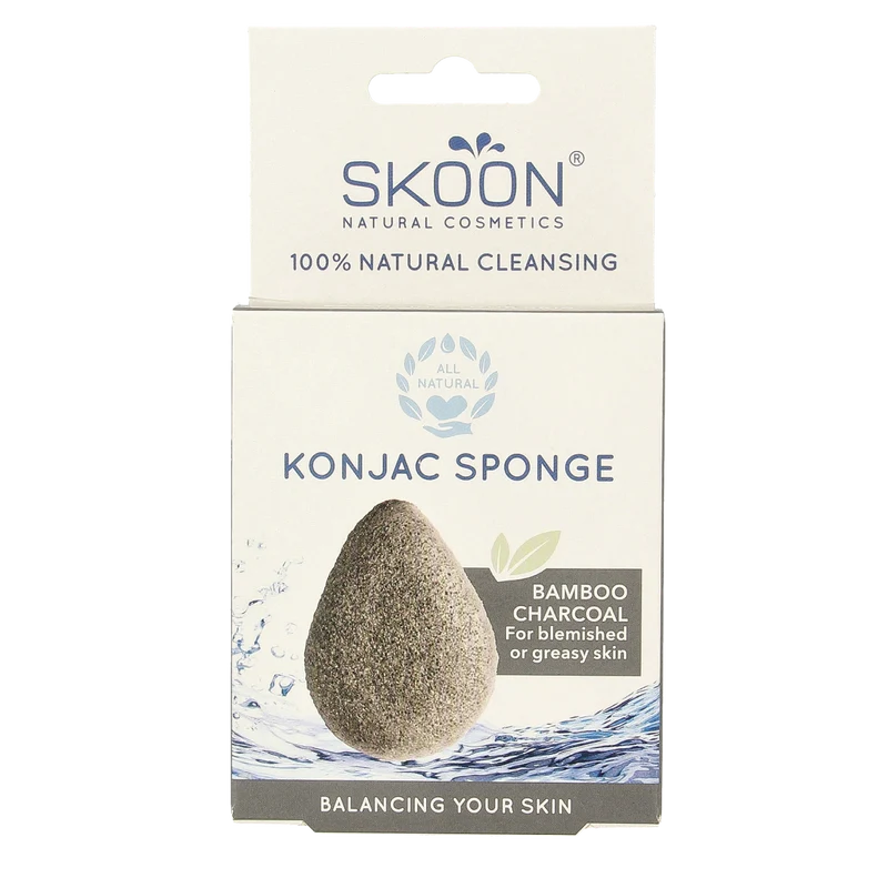 Skoon Konjac spons bamboo charcoal bio 1.00 Stuks