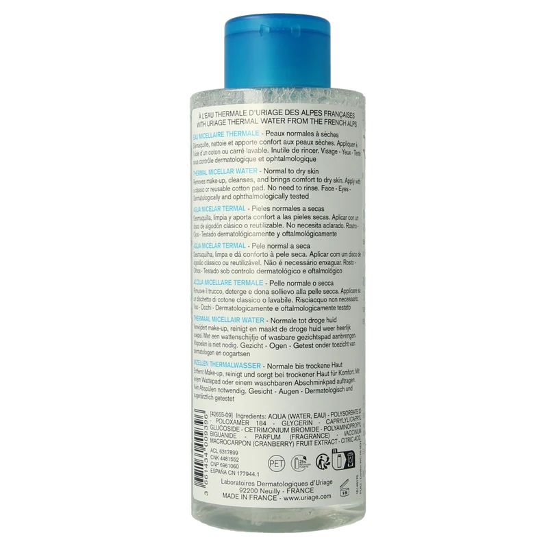 Uriage Thermal micellar water normale/droge huid 500.00 Milliliter