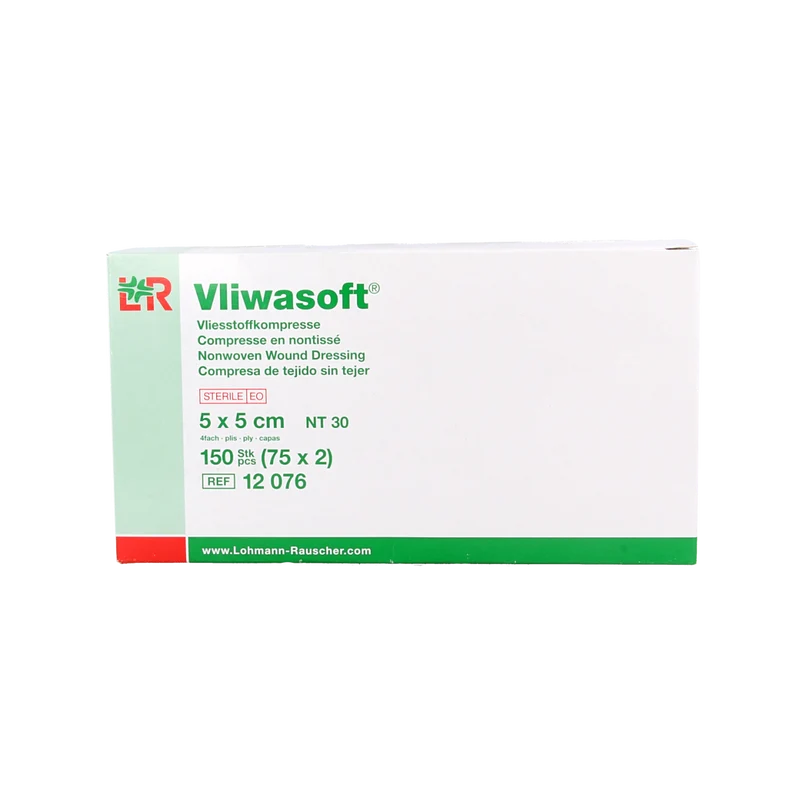 Vliwasoft Vlieskompres 5 x 5cm 4-laags 75 x 2 stuks 150.00 Stuks