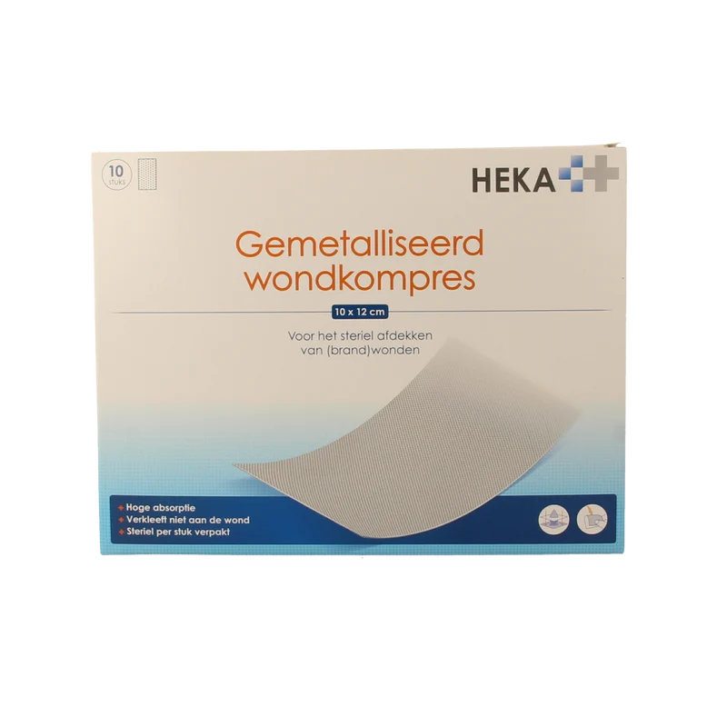 Heka Klein Wondkompres gemetalliseerd 10 x 12cm steriel 10.00 Stuks