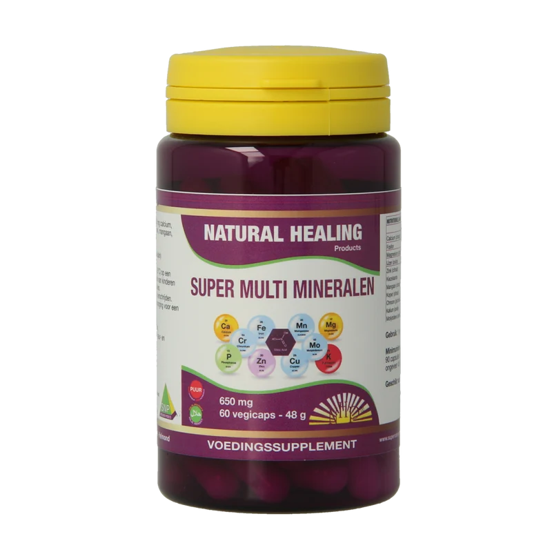NHP Super multi mineralen 650mg puur 60.00 Vegetarische capsules