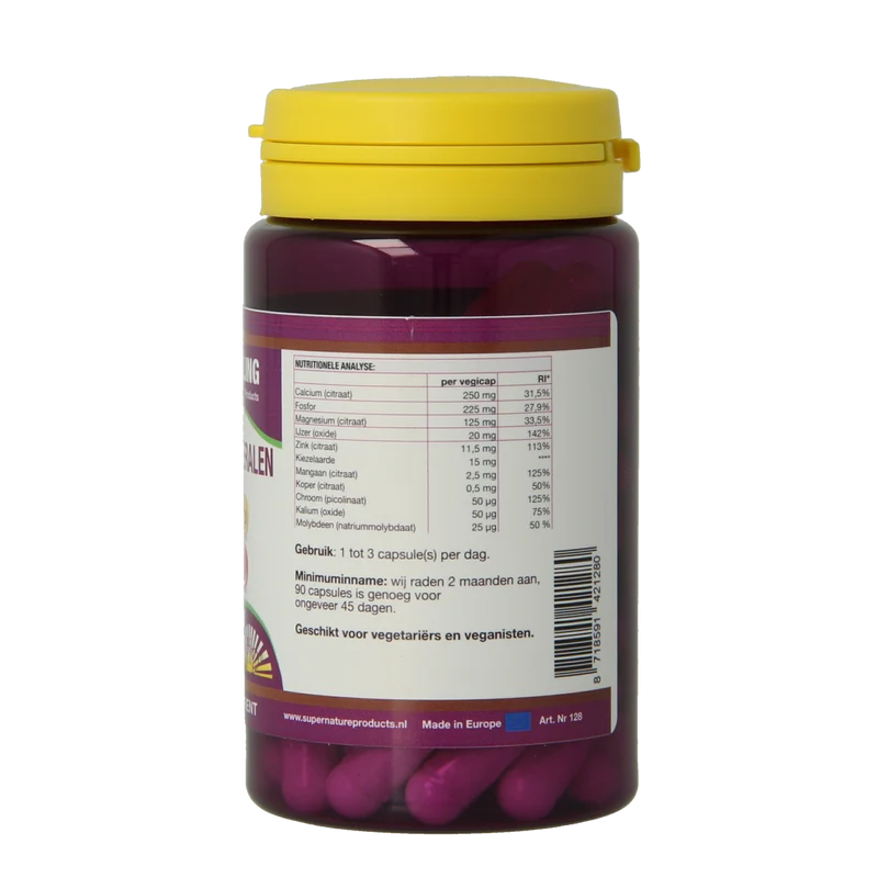 NHP Super multi mineralen 650mg puur 60.00 Vegetarische capsules