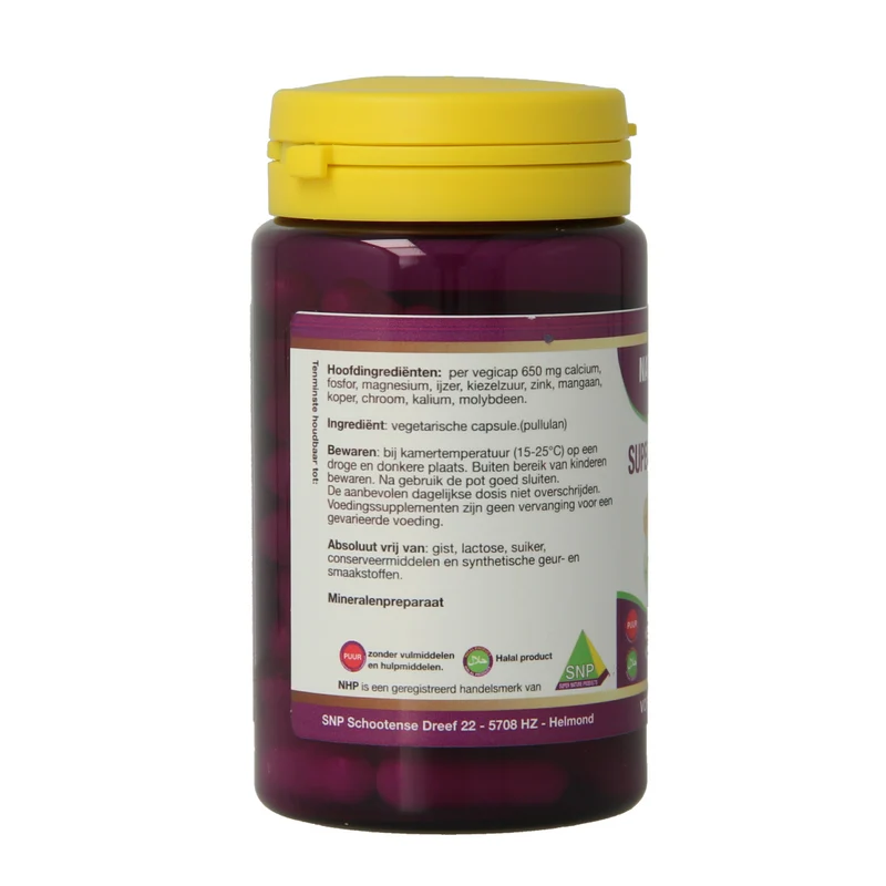 NHP Super multi mineralen 650mg puur 60.00 Vegetarische capsules