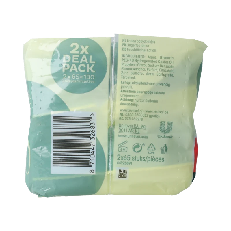 Zwitsal Billendoekjes met lotion 65 stuks 2.00 Stuks