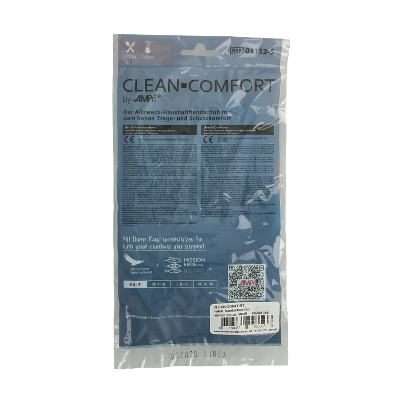 CLEAN-COMFORT Huishoudhandschoen blauw maat S 1.00 Paar