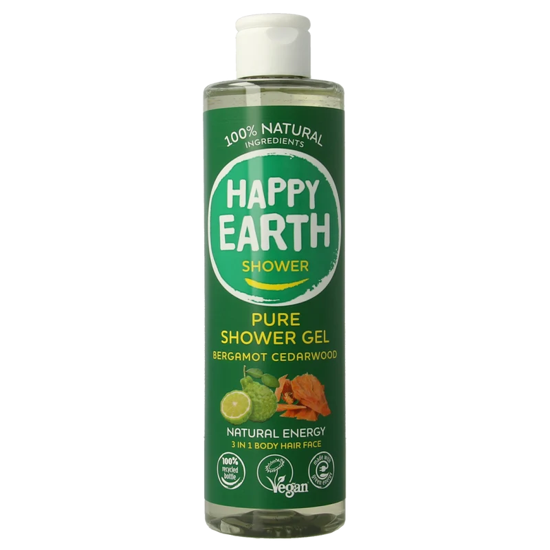 Happy Earth Douchegel bergamot cedarwood 300.00 Milliliter