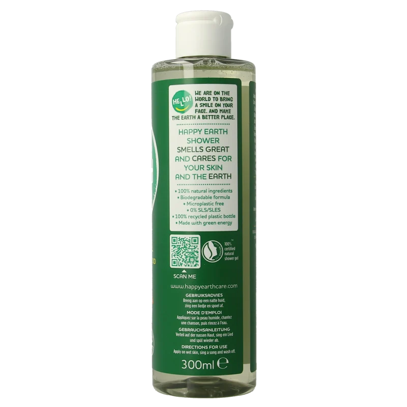 Happy Earth Douchegel bergamot cedarwood 300.00 Milliliter