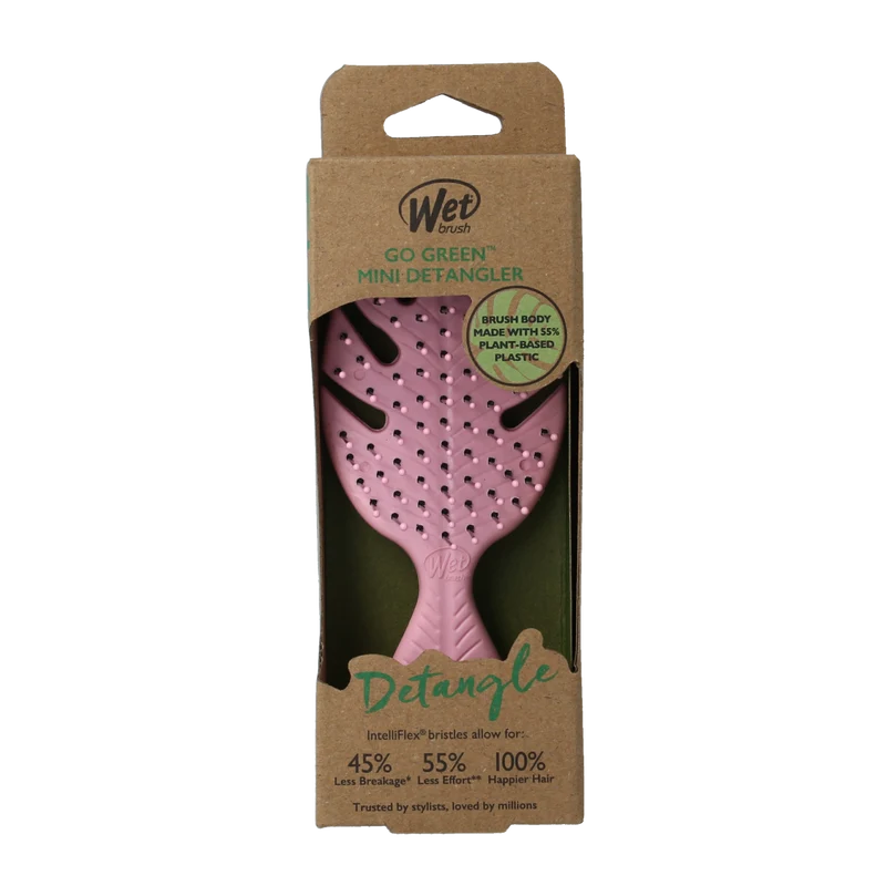 Wet Brush Go green detangler pink mini 1.00 Stuks