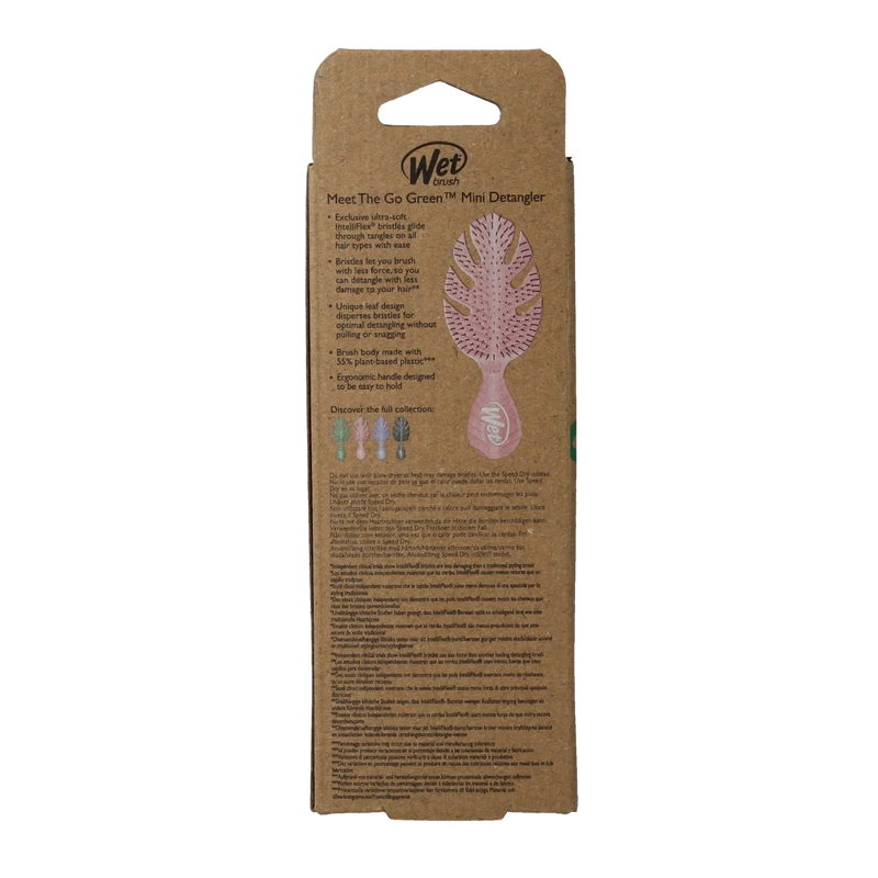 Wet Brush Go green detangler pink mini 1.00 Stuks