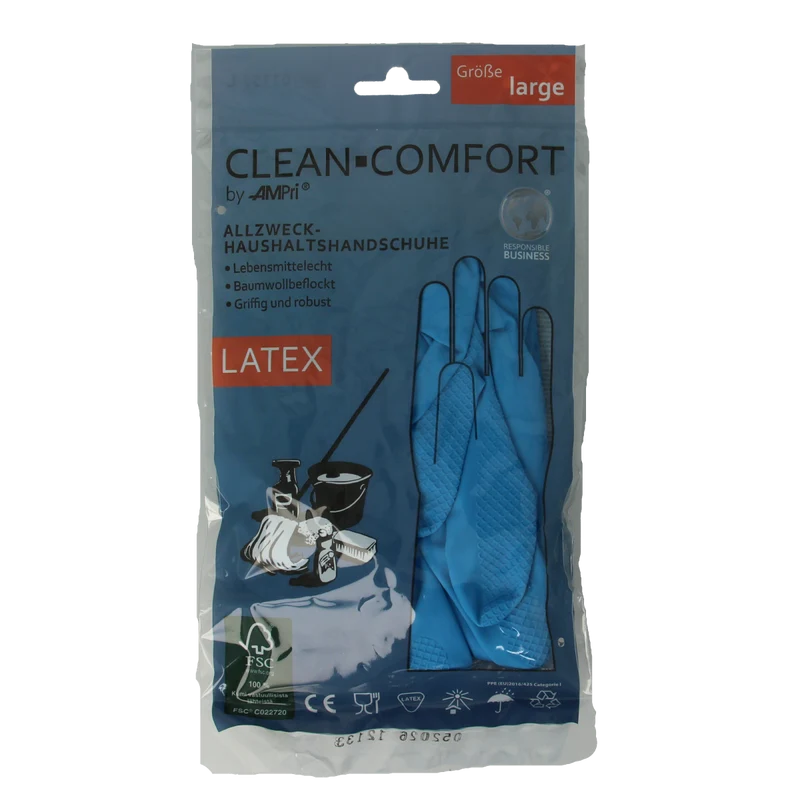 CLEAN-COMFORT Huishoudhandschoen blauw maat L 1.00 Paar