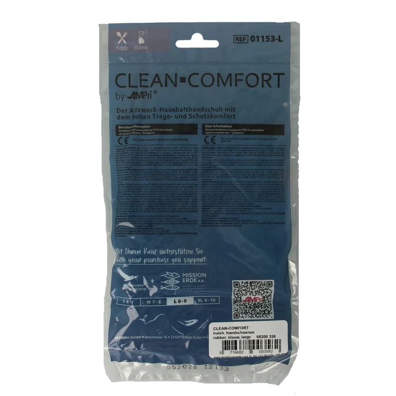 CLEAN-COMFORT Huishoudhandschoen blauw maat L 1.00 Paar