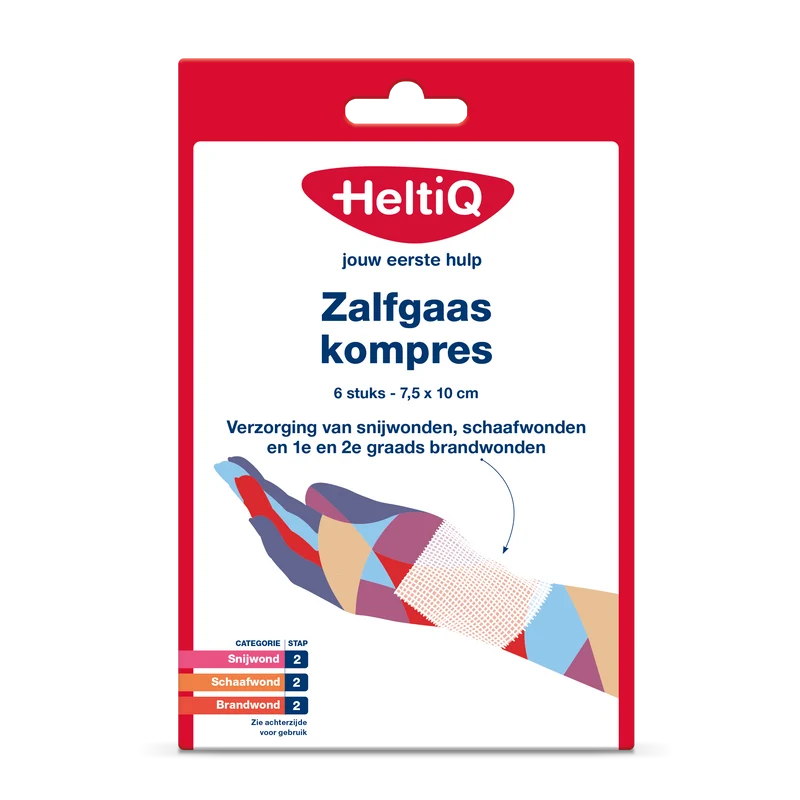 Heltiq Zalfgaaskompres 7.5 x 10cm 6.00 Stuks