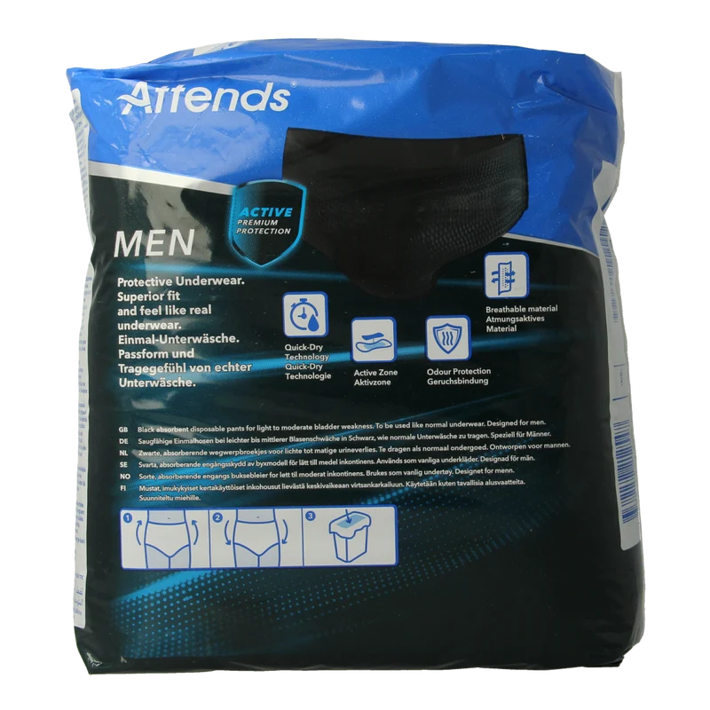 Attends Men discreet underwear zwart maat M 10.00 Stuks