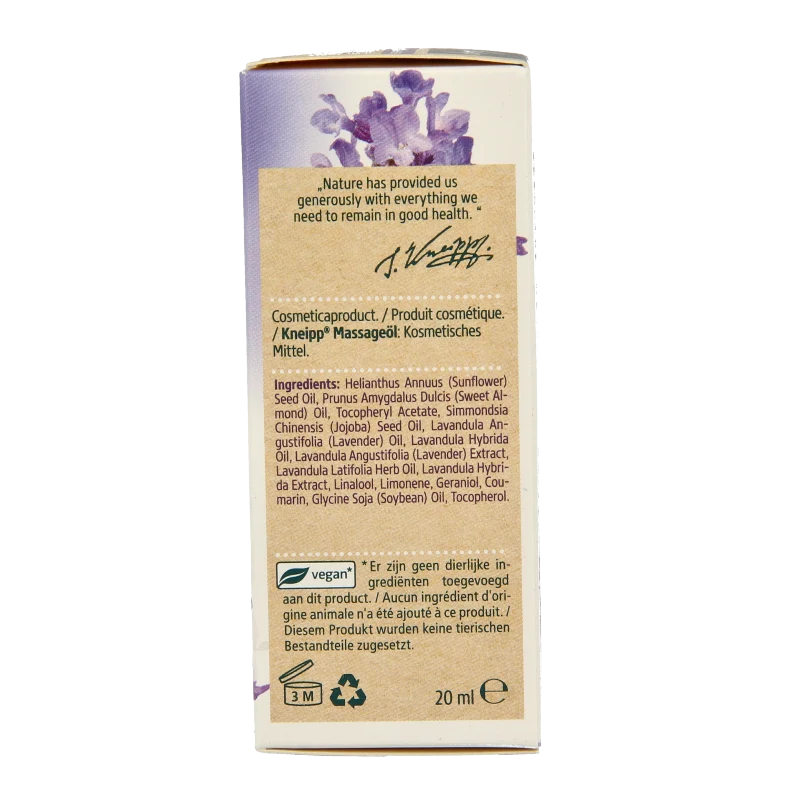 Kneipp Relaxing massageolie lavendel mini 20 Milliliter